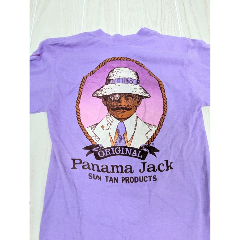 Panama Jack Long Sleeve Vintage T-Shirt XS Purple Sun Tan Products Made USA READ